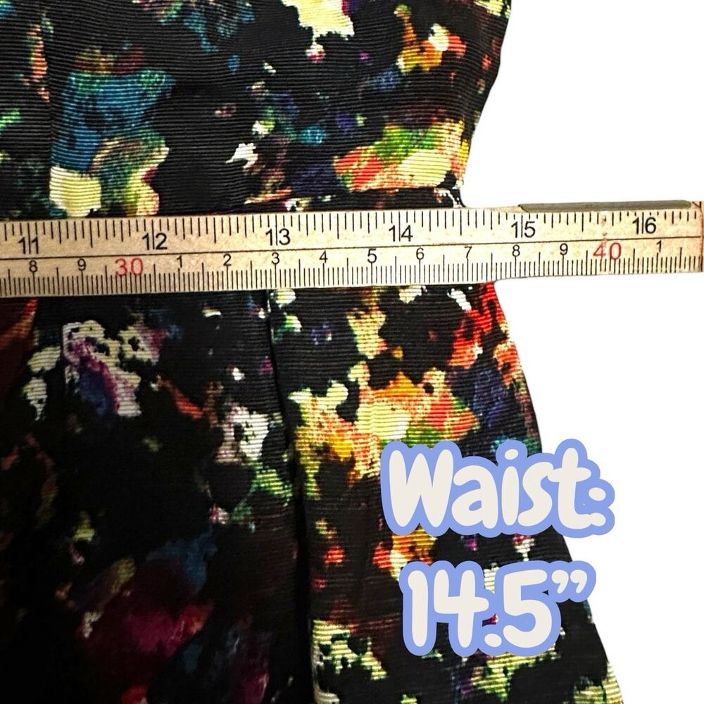 GAP Black Confetti Floral‎ Fit & Flare Dress Women's 8 Sleeveless Party Cocktail - Picture 7 of 9